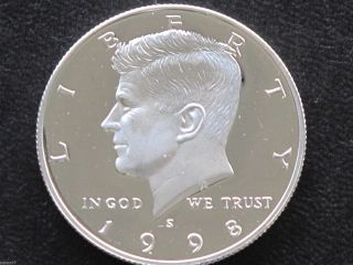 1998 - S Kennedy Half Dollar 90% Silver Dcam Proof U.  S.  Coin D4764 photo