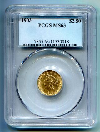 1903 $2.  50 Gold Liberty Head Quarter Eagle Pcgs Ms63 photo