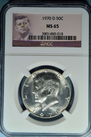 1970 - D Kennedy Half Dollar Ngc Ms65 - Special Kennedy Label,  Bright - White Example photo