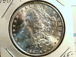 1887 P Morgan Dollar In Bu 90% Silver Coin Blue photo