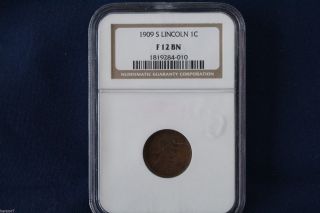 1909 - S Lincoln Cent Ngc F12 Bn Key Date M1010 photo