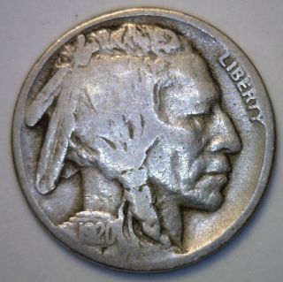 1920 S Buffalo Nickel Coin Indian Head Five Cents Us Type Good Or Better photo