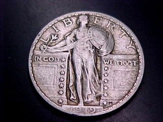 Rare 1919 P Silver Standing Liberty Quarter Vf Buy It Now Offer photo