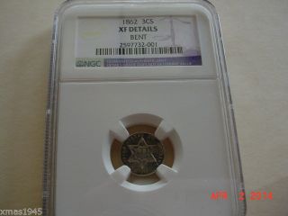1862 Type 3 Silver Three Cent Coin Ngc Xf Details photo