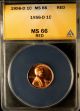 1956 D Lincoln Cent,  Anacs Ms 66 Red Small Cents photo 2