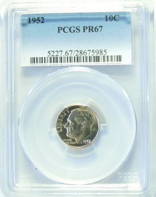 1952 Pcgs Pr67 Silver Roosevelt Dime - Only 31 Graded Higher photo