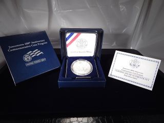 2007 Jamestown 400th Anniversary Commemorative Proof Silver Dollar W/ Box & photo