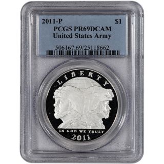 2011 - P Us Army Commemorative Proof Silver Dollar - Pcgs Pr69dcam photo