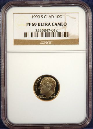 1999 S Clad Roosevelt Dime Ngc Pf 69 Ultra Cameo photo