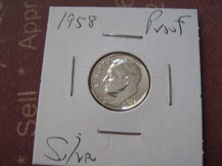 1958 Proof Silver Roosevelt Dime Coin photo