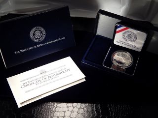 1992 - W White House 200th Anniversary Proof Silver Dollar W/ Box And photo