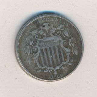 1869 Shield Nickel Circulated Early U.  S.  Nickel photo