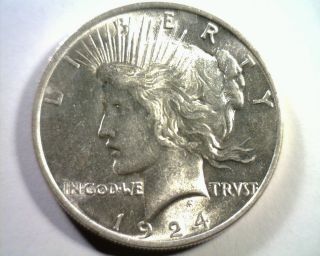 1924 Peace Silver Dollar Choice About Uncirculated+ Ch.  Au+ Coin photo