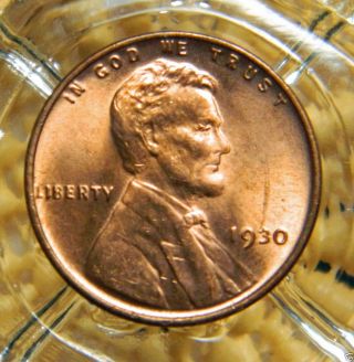 Bu / Red 1930 - P Lincoln Wheat Back Cent. .  8394 photo