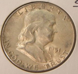 1951 - S Franklin Half Dollar Silver Au - Bu photo