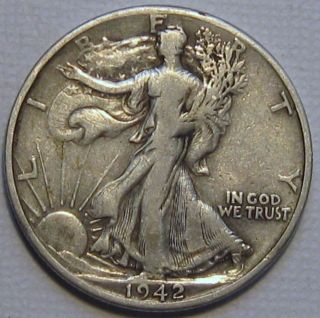 1942 - D Walking Liberty Silver Half Dollar,  Fine photo