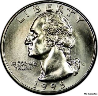 1995 D Gem+ Bu Unc Washington Quarter 25c Us Coin - Some Toning Lustrous B7 photo