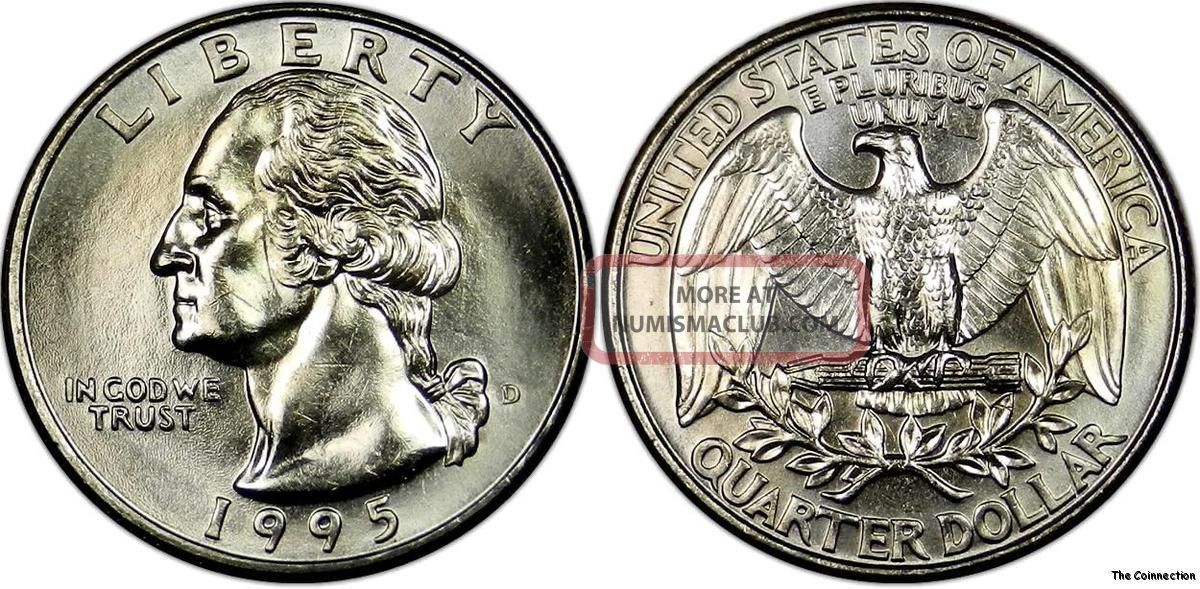 1995 D Gem+ Bu Unc Washington Quarter 25c Us Coin Some Toning Lustrous B7