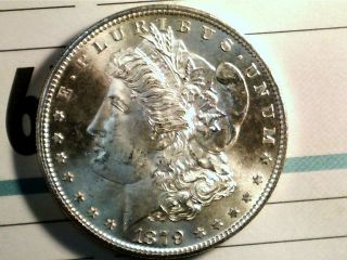1879 S Morgan Dollar In Bu 90% Silver Coin Blue photo