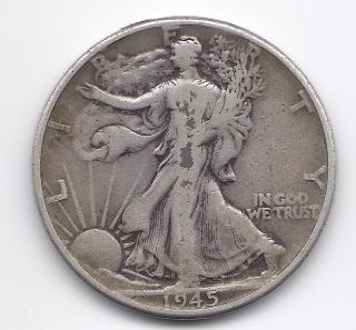 Walking Liberty Half Dollar 1945 P 90% Silver Half Dollar Ww2 Era Coin 2 photo