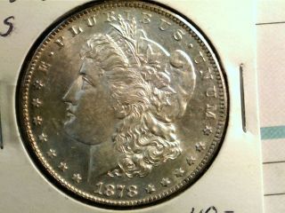 1878 S Morgan Dollar In Bu 90% Silver Coin Blue photo