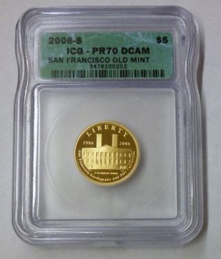 Icg Pr70 Dcam 2006 - S $5 San Francisco Old Modern Commemorative Gold photo