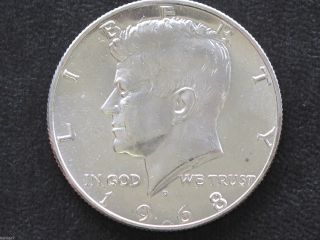 1968 - D Kennedy Half Dollar 40% Silver Brilliant Uncirculated U.  S.  Coin D4758 photo