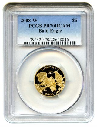 2008 - W Bald Eagle $5 Pcgs Proof 70 Dcam Modern Commemorative Gold photo
