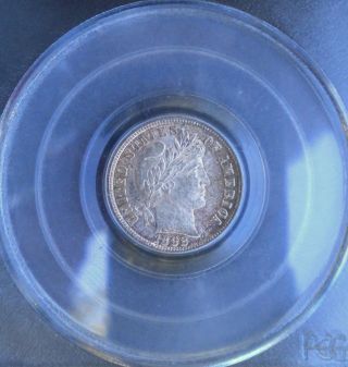 1892 - Barber Dime Certified Ms64 By Pcgs - Toned Obverse With Hint Of Blue photo