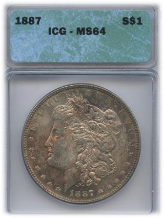 1887 Morgan Dollar Ms 64 | Icg Graded photo