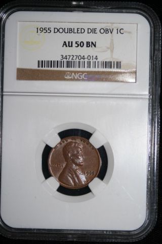 1955 Wheat Cent Double Die Ngc Au 50 Brown photo