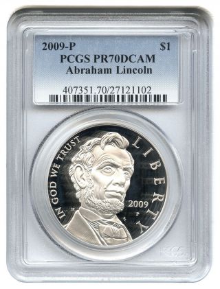 2009 - P Abraham Lincoln $1 Pcgs Proof 70 Dcam Modern Commemorative Silver Dollar photo