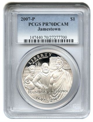 2007 - P Jamestown $1 Pcgs Proof 70 Dcam Modern Commemorative Silver Dollar photo