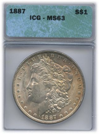 1887 Morgan Dollar Ms 63 | Icg Graded photo