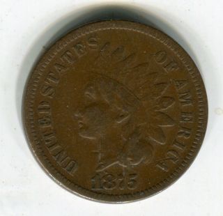 1875 1c Indian Head Cent Vg/f photo