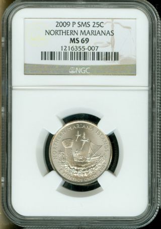 2009 - P Northern Marianas Quarter Ngc Sms Ms69 Finest photo