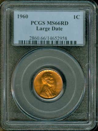 1960 Lincoln Large Date Cent Pcgs Ms66 Red photo