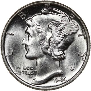 1944 Mercury Dime Silver Coin State Gem Bu Fb photo