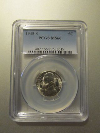 1945 S Jefferson Nickel Pcgs Ms66.  05626 Oz Pure Silver photo