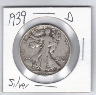Silver 1939 - D 50c Walking Liberty Half Dollar,  Denver Mark photo