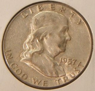 1957 Franklin Half Dollar Silver Au photo
