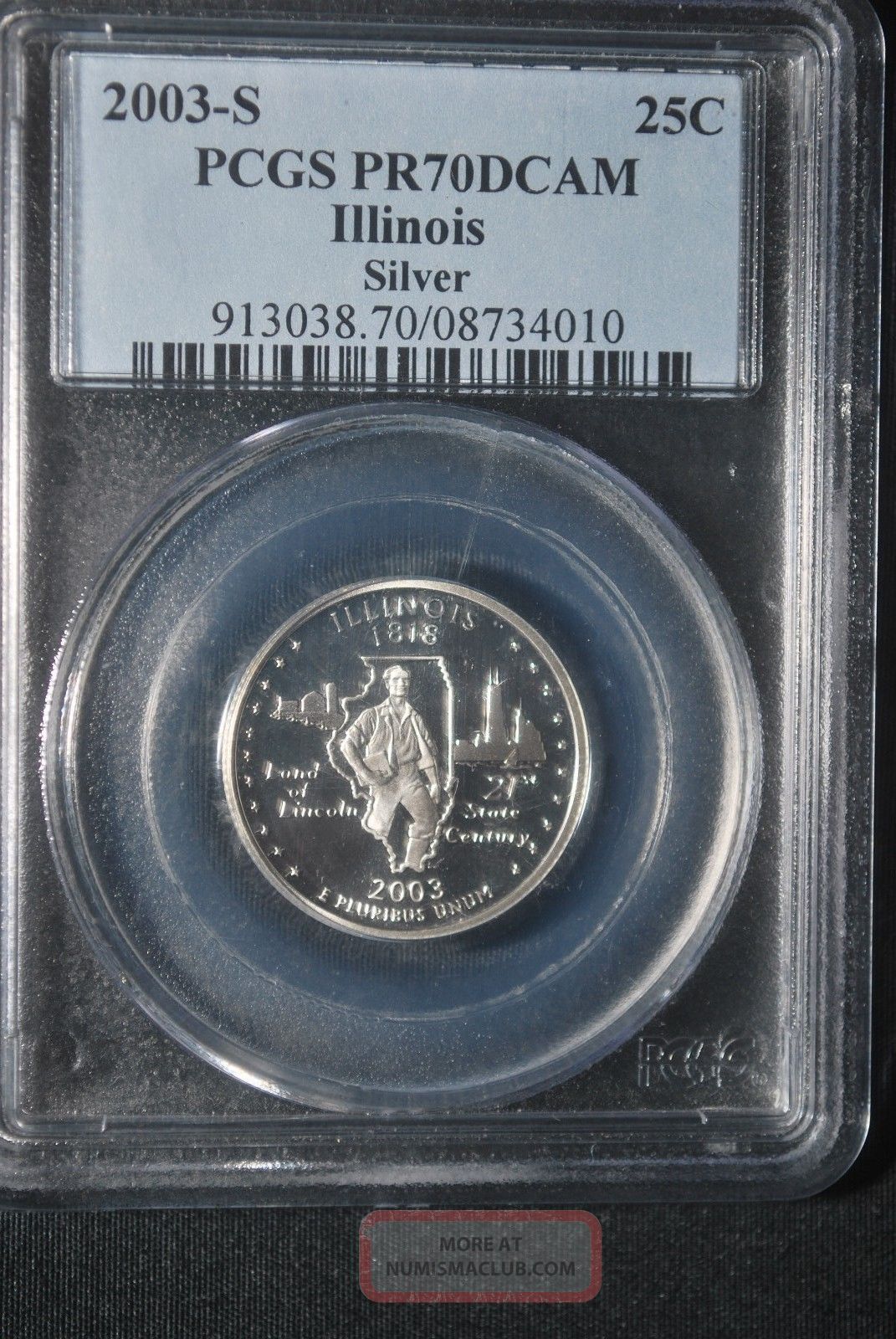 2003 - S Pcgs Pr70dcam Proof Quarter Illinois Silver Deep Cameo 25c