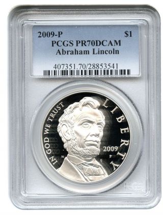 2009 - P Abraham Lincoln $1 Pcgs Proof 70 Dcam Modern Commemorative Silver Dollar photo