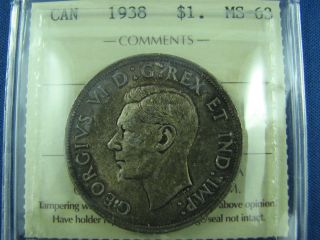 1938 Dollar Canada Iccs Ms 63 photo