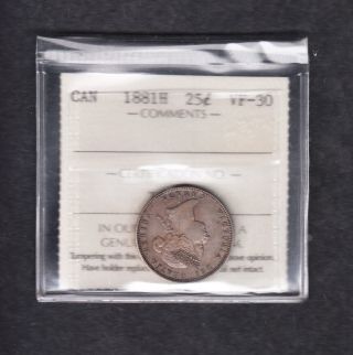 1881h Canada Iccs Graded Silver Quarter 1881 H Vf - 30 Victoria photo