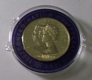 Medal/token,  1967 Centennial Of Canada Gold Plated,  Large 4 Cm Across. photo