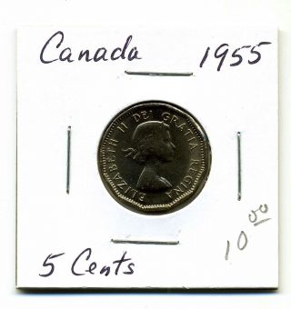 Canada Five Cents 1955 Bu photo