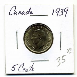 Canada Five Cents 1939,  Au+ photo