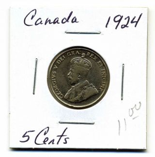 Canada Five Cents 1924,  Very Fine+ photo