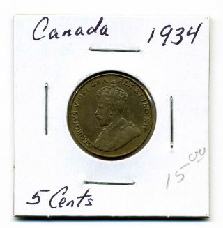 Canada Five Cents 1934,  Xf photo